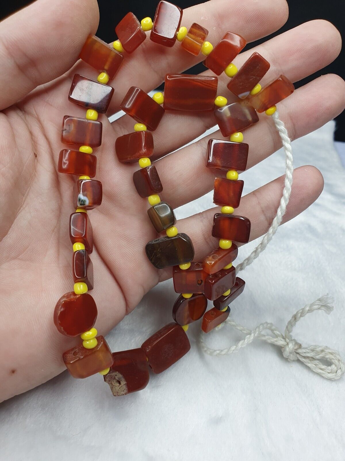 舊復古混合寶石瑪瑙紅玉髓珠串項鍊