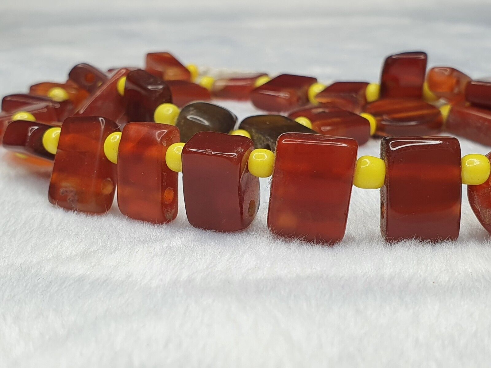 OLD vintage  MIX STONES Agate Carnelian BEADS STRAND NECKLACE