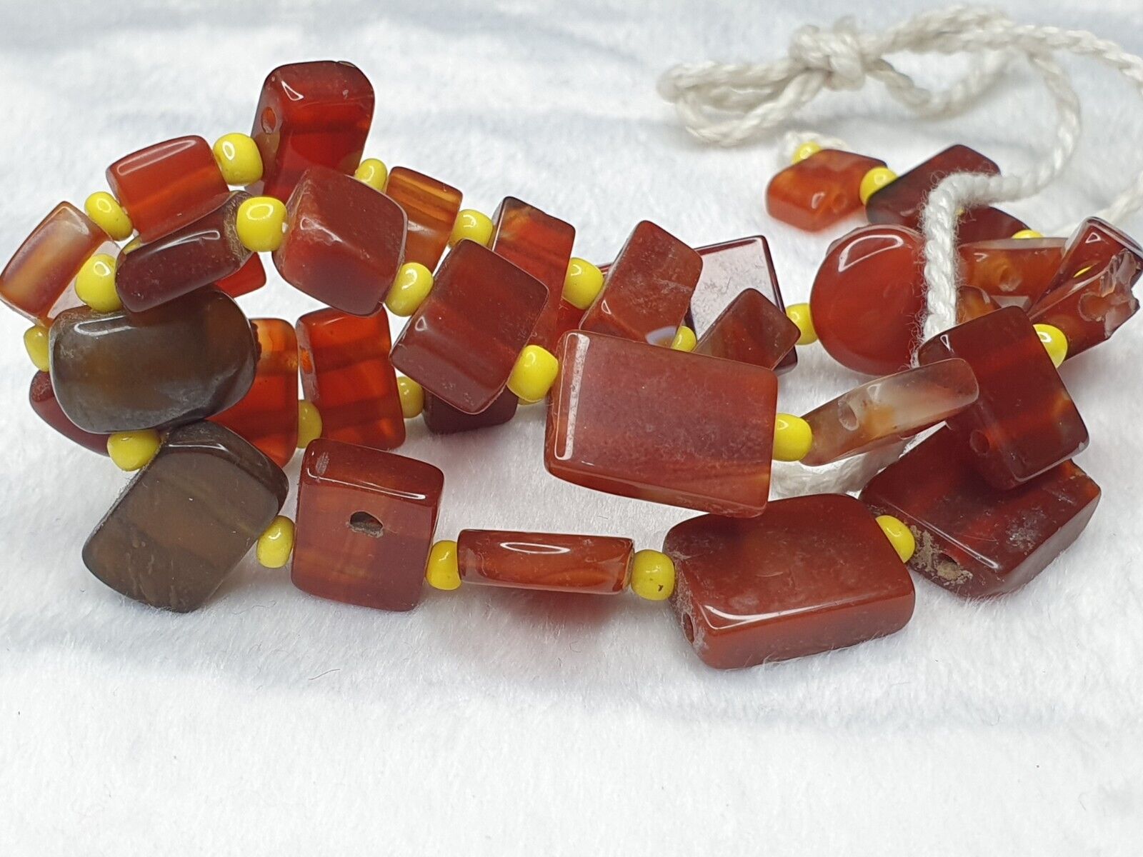 OLD vintage  MIX STONES Agate Carnelian BEADS STRAND NECKLACE