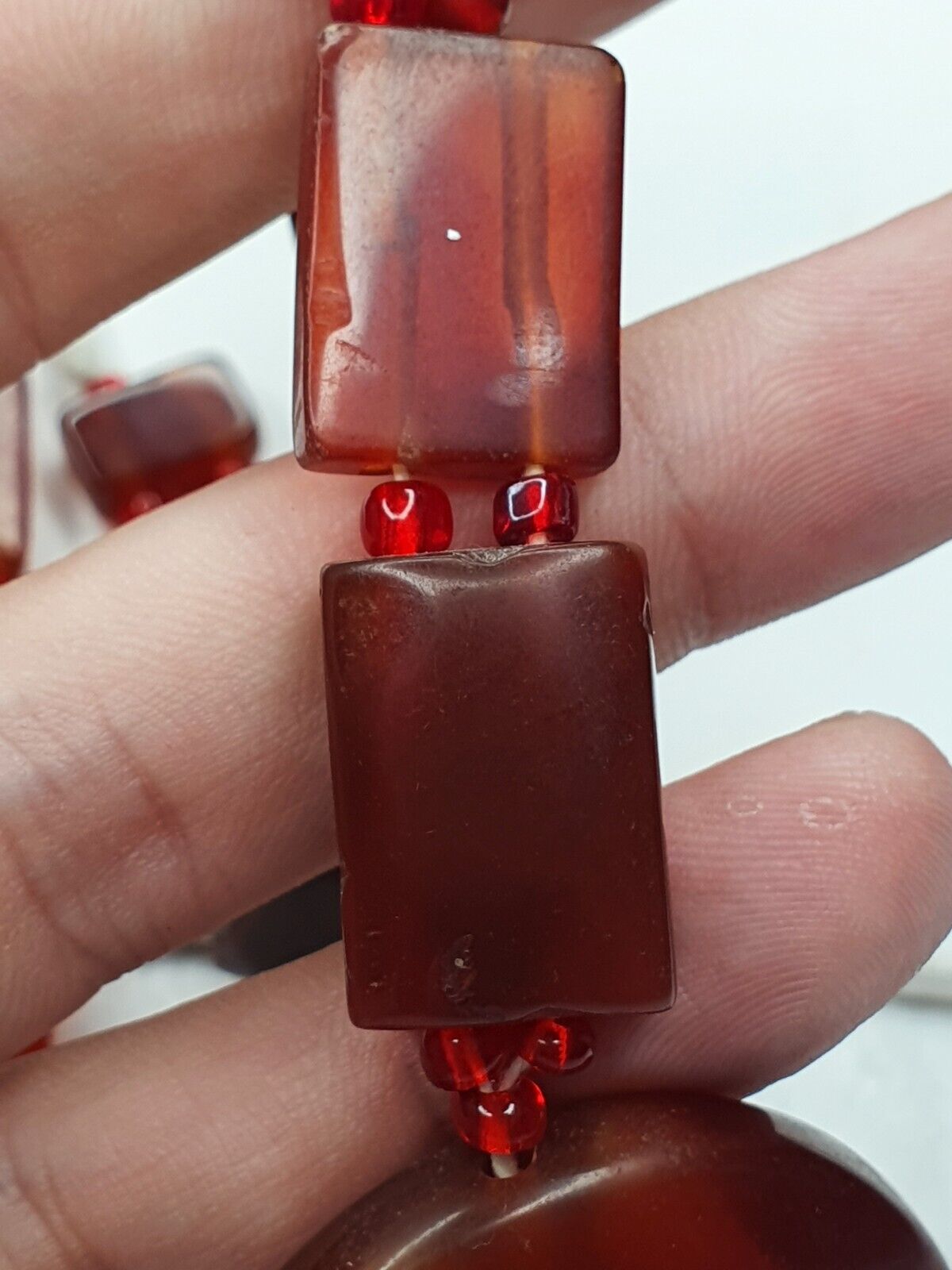 OLD vintage  MIX STONES Agate Carnelian BEADS STRAND NECKLACE