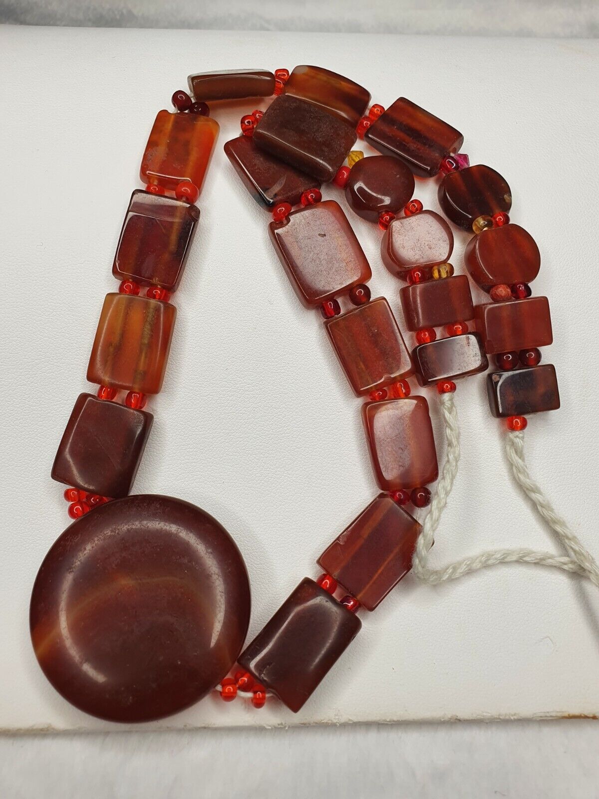 OLD vintage  MIX STONES Agate Carnelian BEADS STRAND NECKLACE