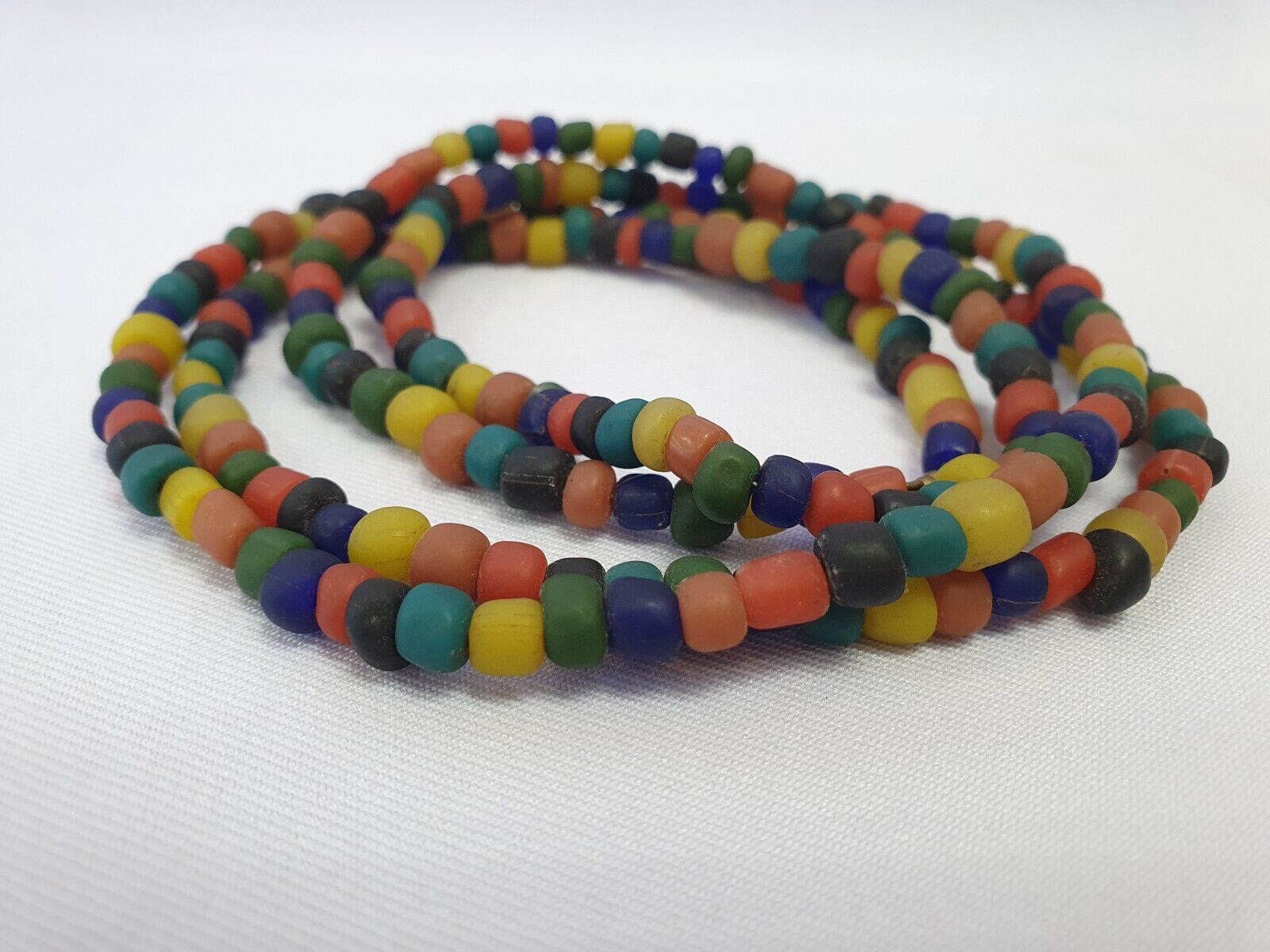 Beautiful Vintage Thai Glass Beads Long Necklace