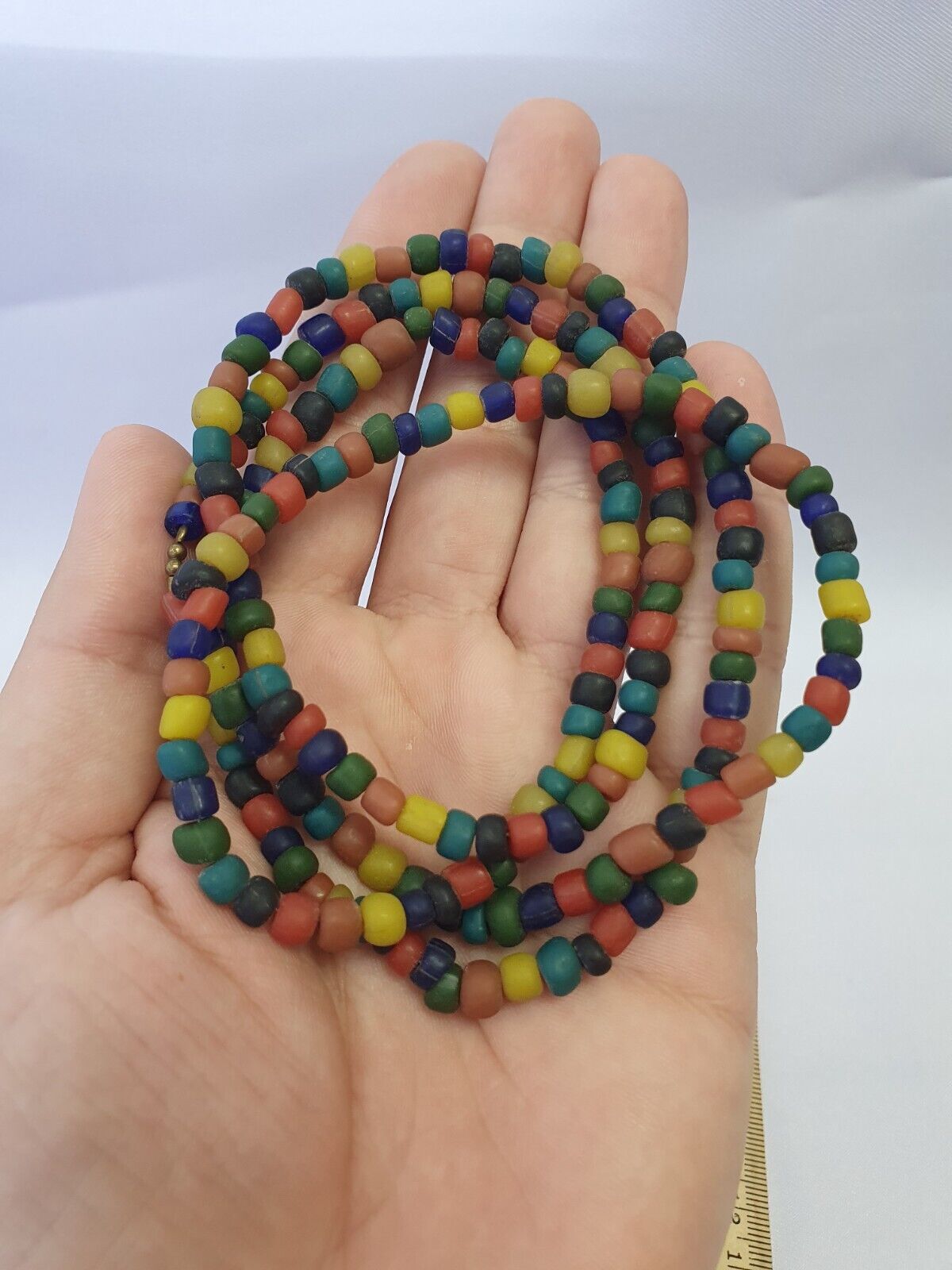 Beautiful Vintage Thai Glass Beads Long Necklace