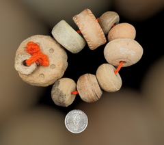 Ancient old terracotta beads Ancient Clay Spindle Whorls 10 beads LOT
