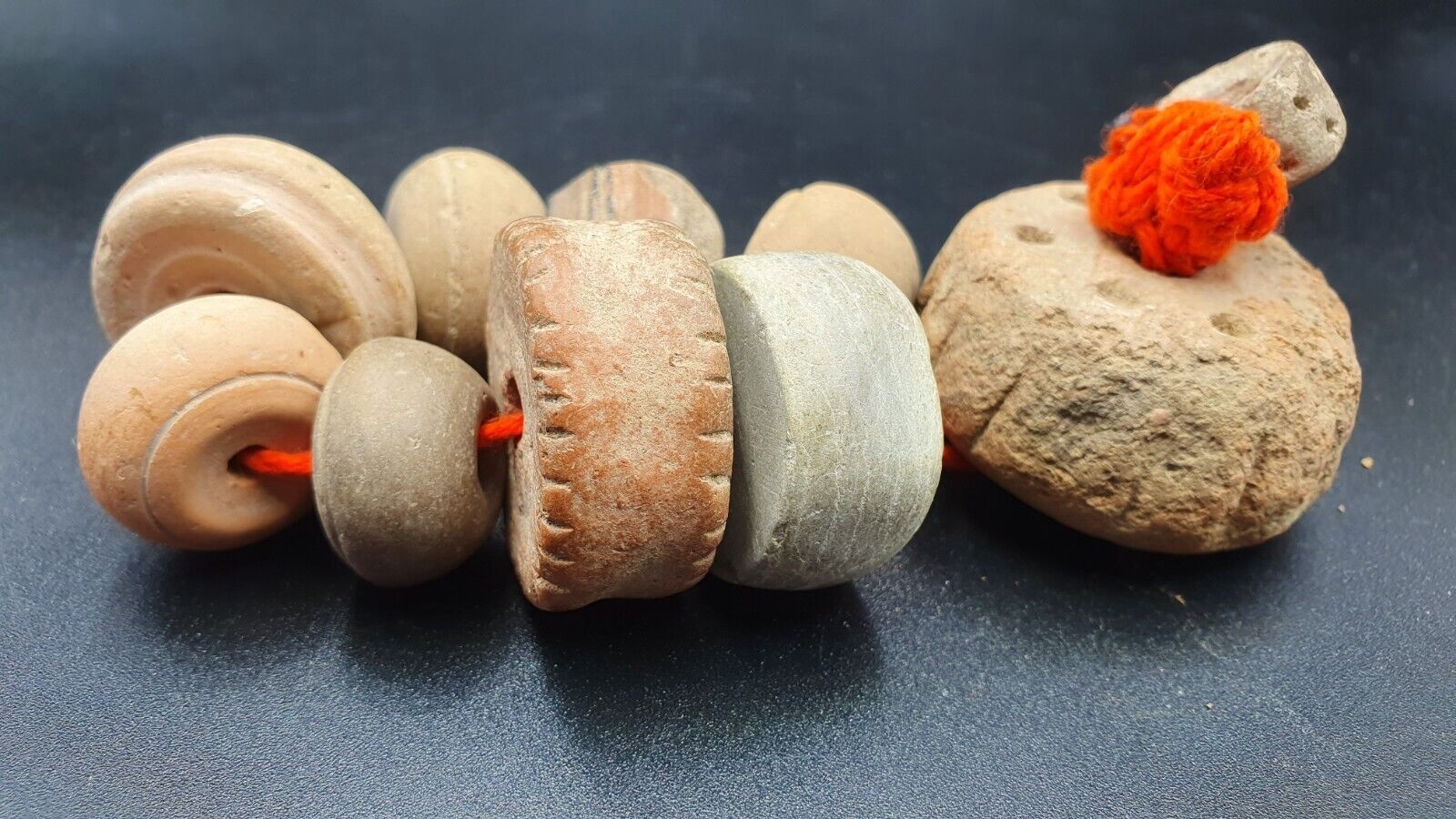 Ancient old terracotta beads Ancient Clay Spindle Whorls 10 beads LOT