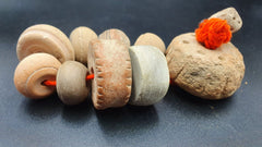 Ancient old terracotta beads Ancient Clay Spindle Whorls 10 beads LOT