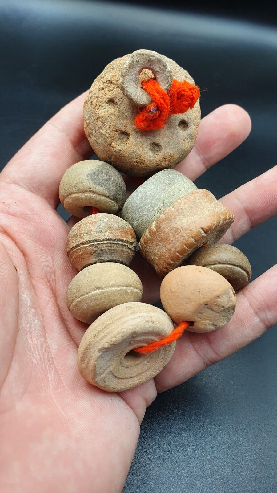 Ancient old terracotta beads Ancient Clay Spindle Whorls 10 beads LOT