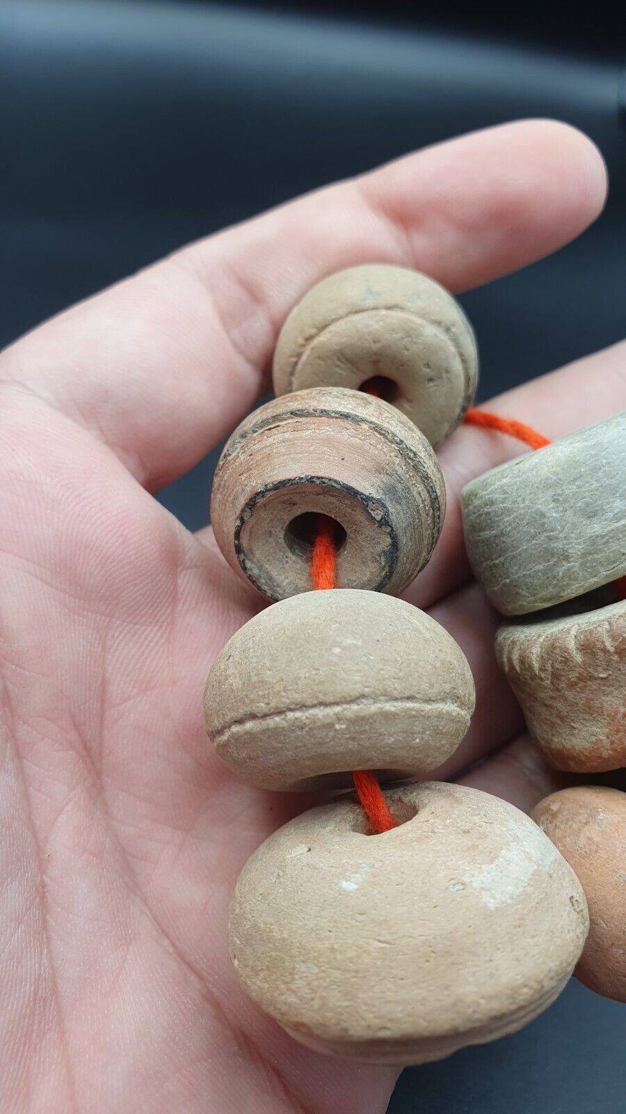 Ancient old terracotta beads Ancient Clay Spindle Whorls 10 beads LOT
