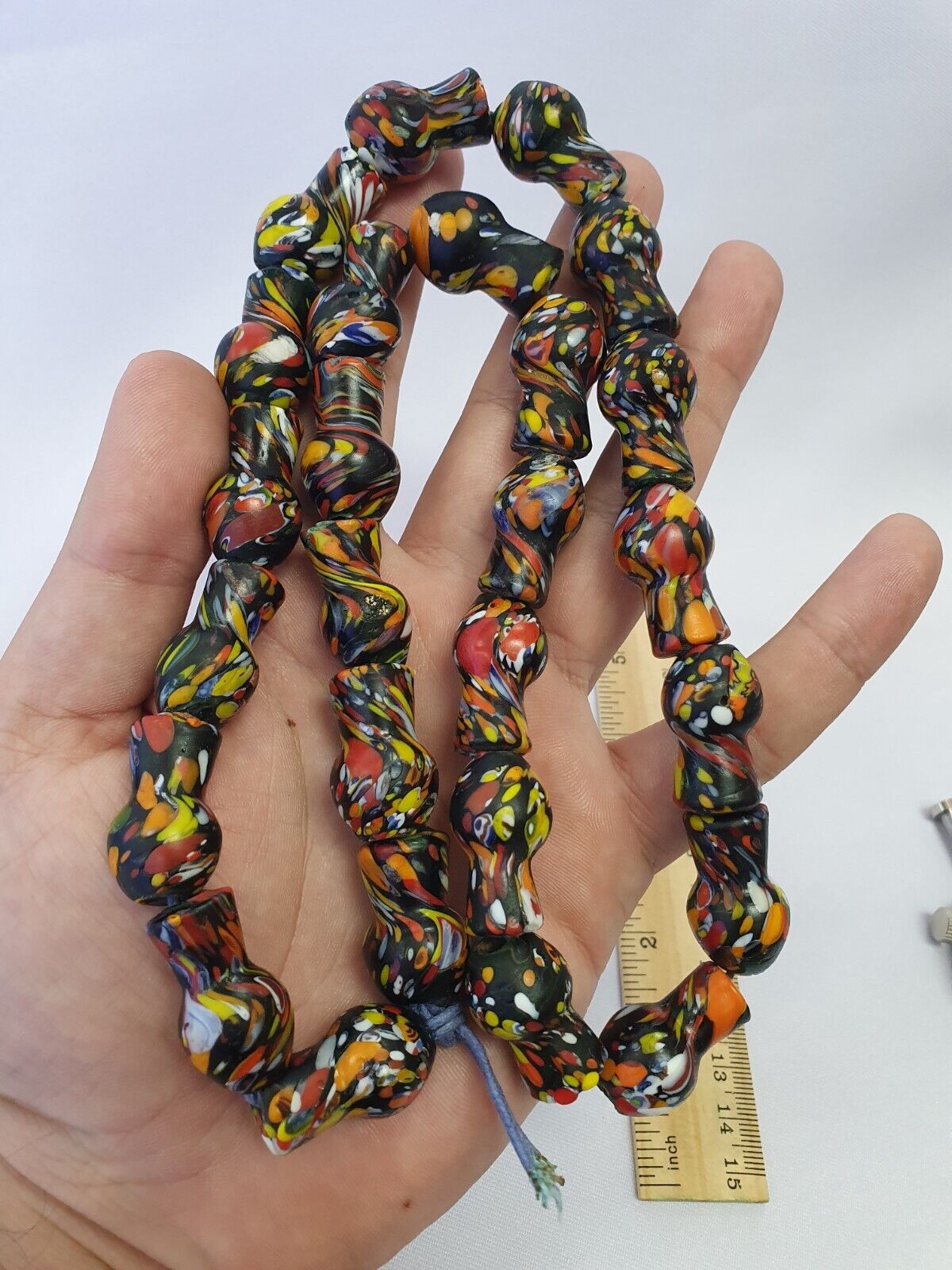 Vintage Trade Beads Very Unique bottle Shape Beaded Strand Necklace