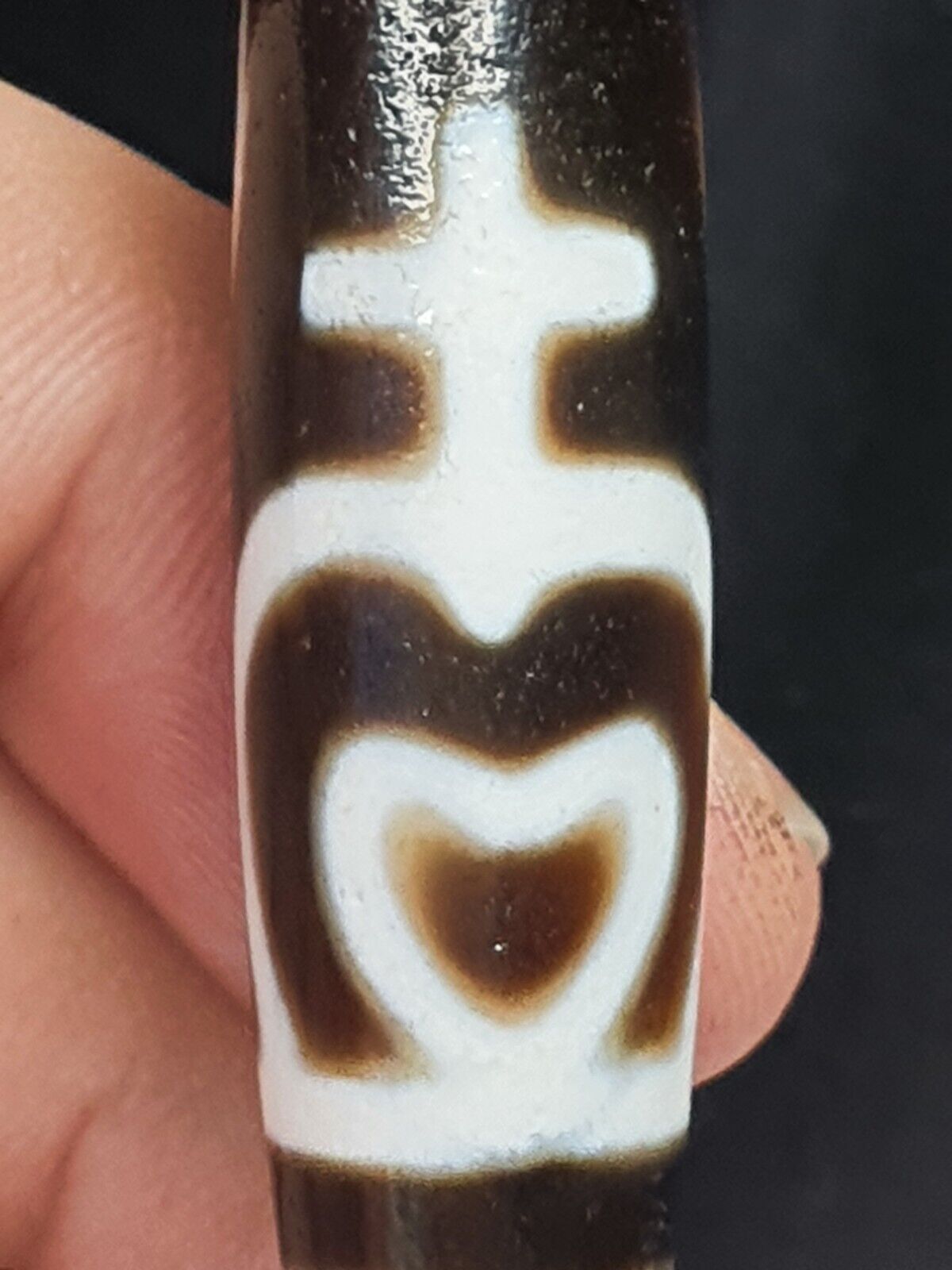 Himalayan Indo Tibetan  Eyes rare Patterns Dzi Amulet Bead