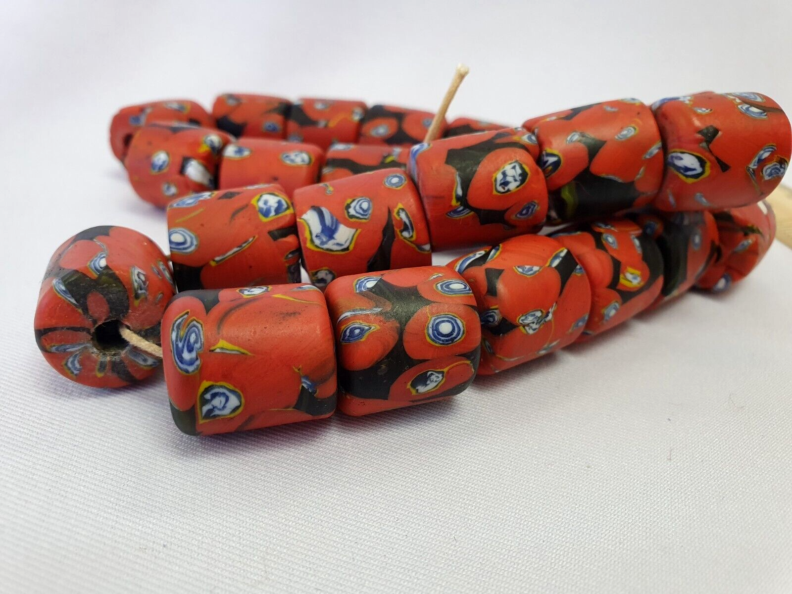 Art Deco Vene Beautiful Murano Moretti Millefiori Mosaic Glass Beads
