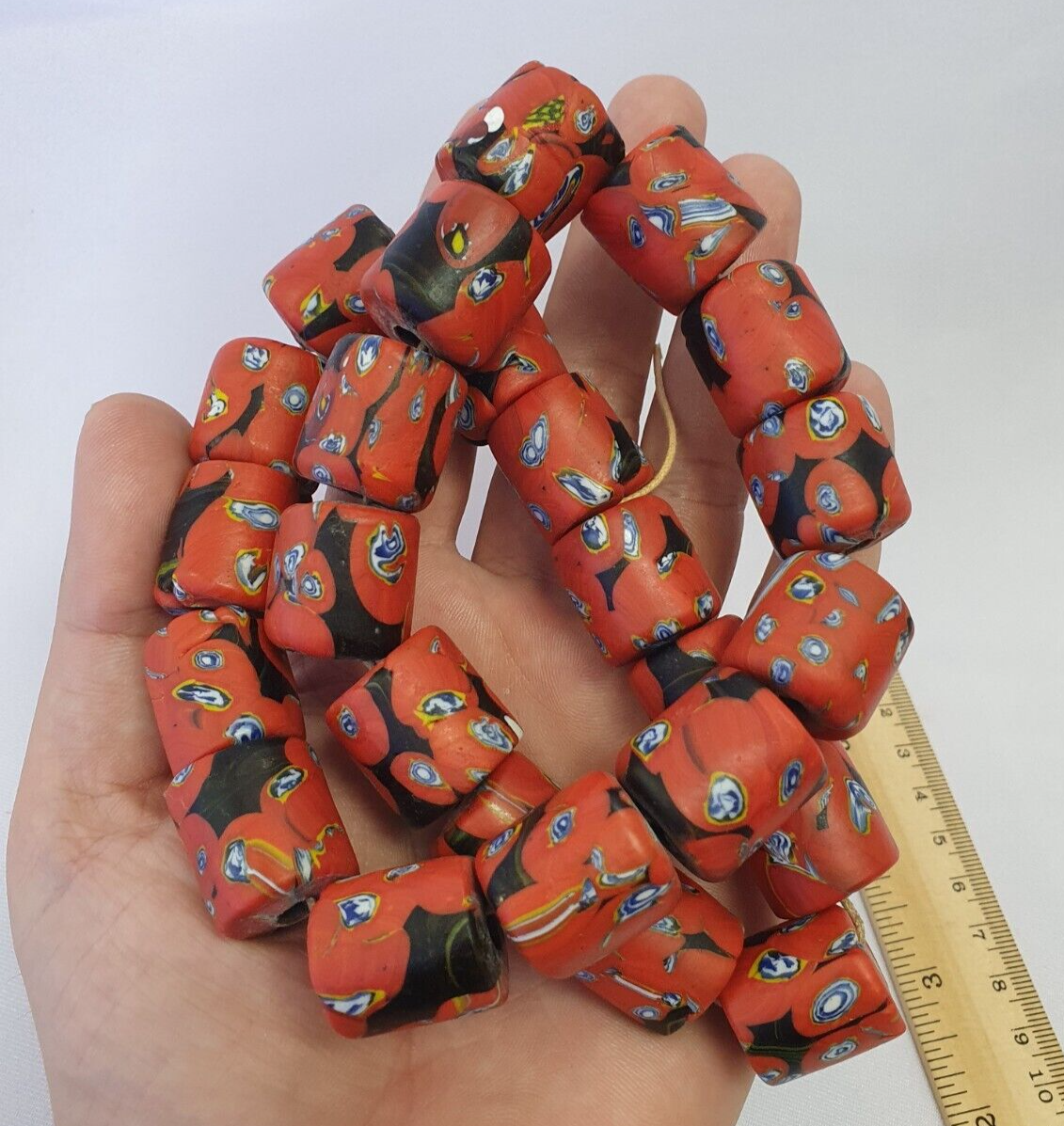 Art Deco Vene Beautiful Murano Moretti Millefiori Mosaic Glass Beads