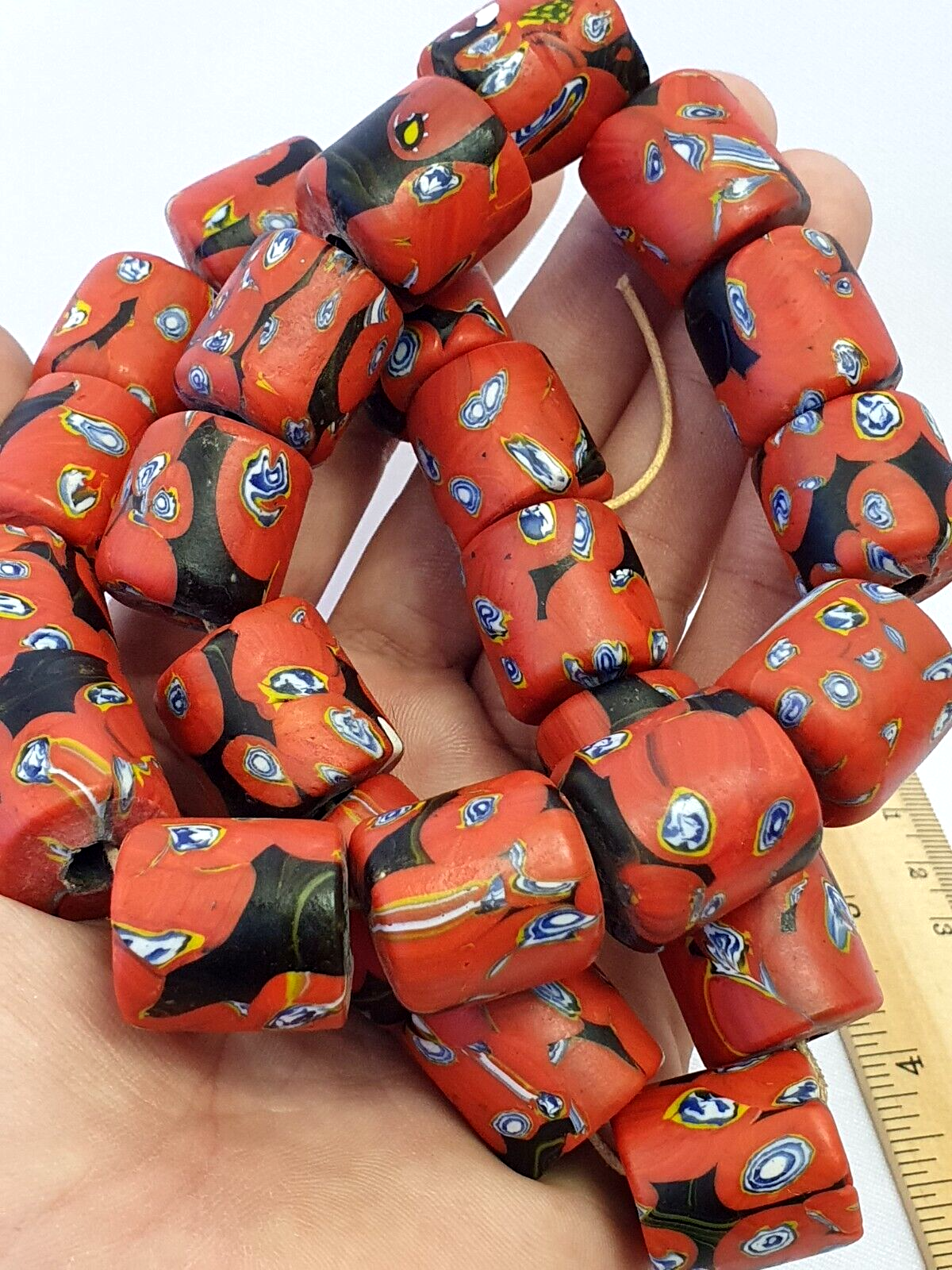 Art Deco Vene Beautiful Murano Moretti Millefiori Mosaic Glass Beads