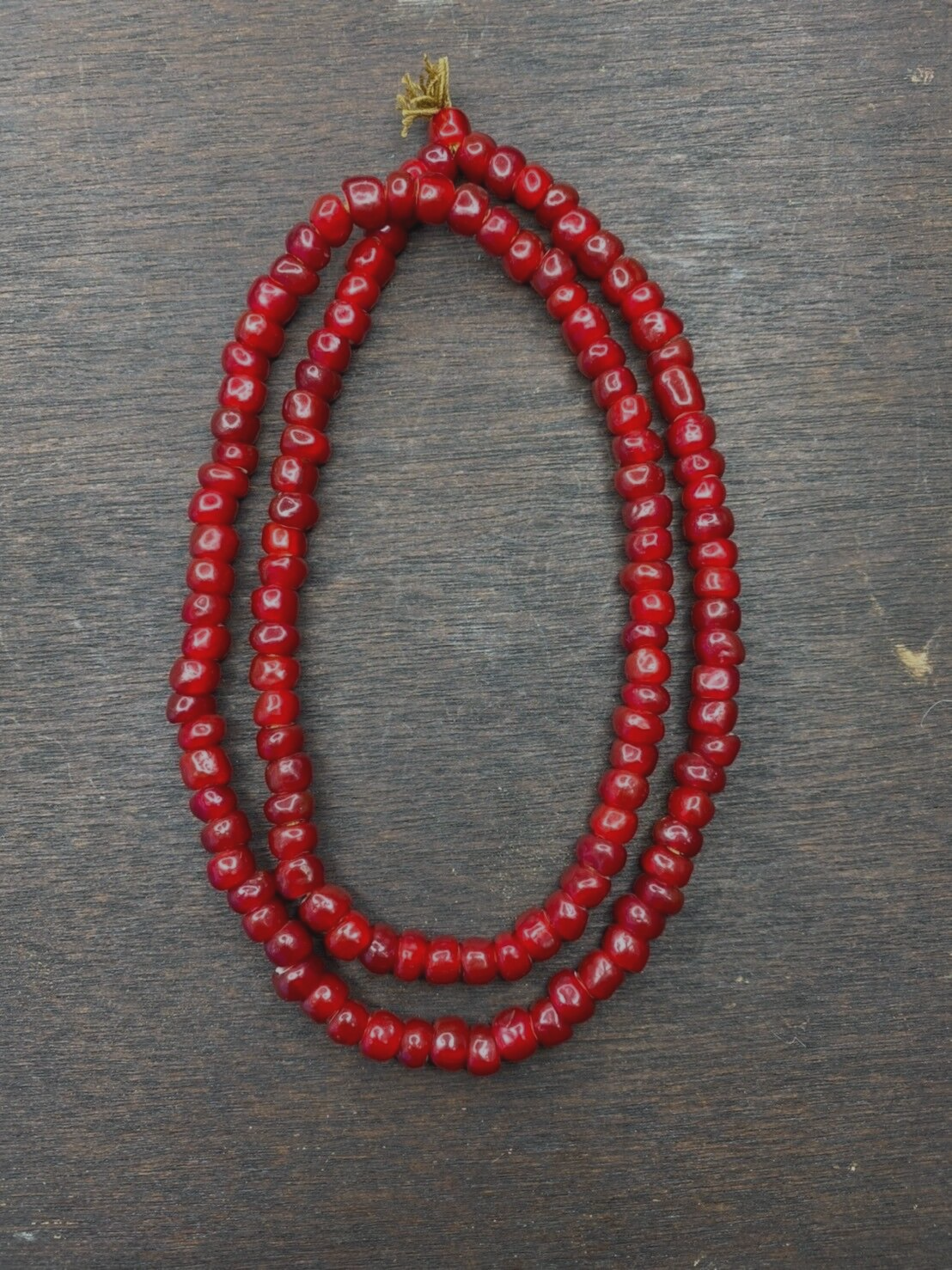 8mm Antique Venetian White Heart Trade Beads Long Strand