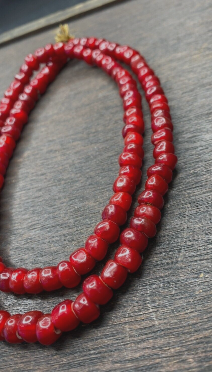 8mm Antique Venetian White Heart Trade Beads Long Strand