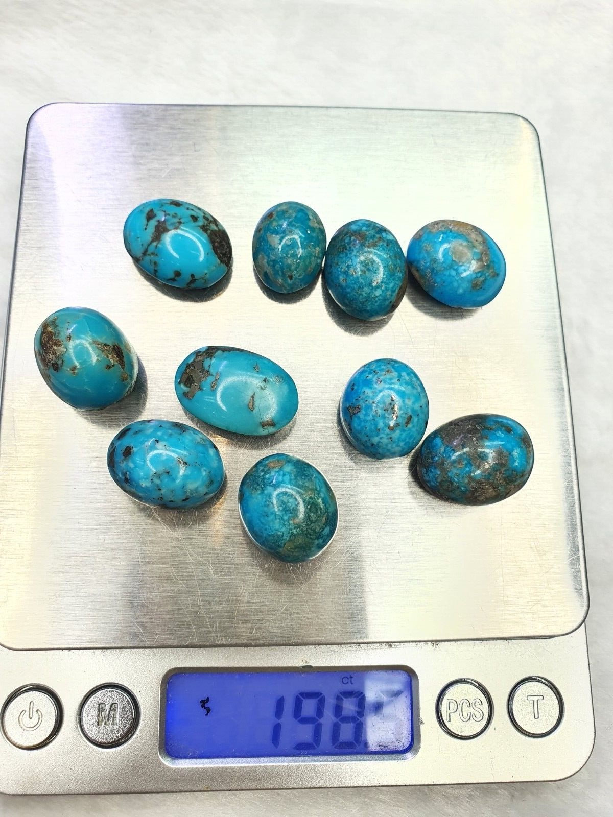 橢圓形 100% 正品波斯綠松石 10 顆凸圓面批量