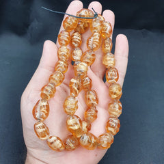Vintage glass beads Honey Amber fancy Glass trade Beads Strand