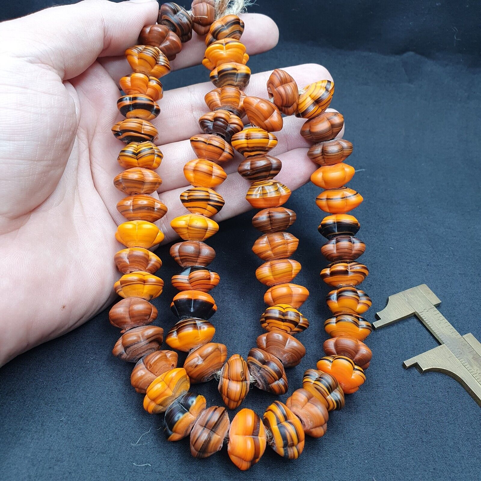 Vintage Handmade unique Shape Lamp work Beads-"Flower" 16mm Full Long Strand