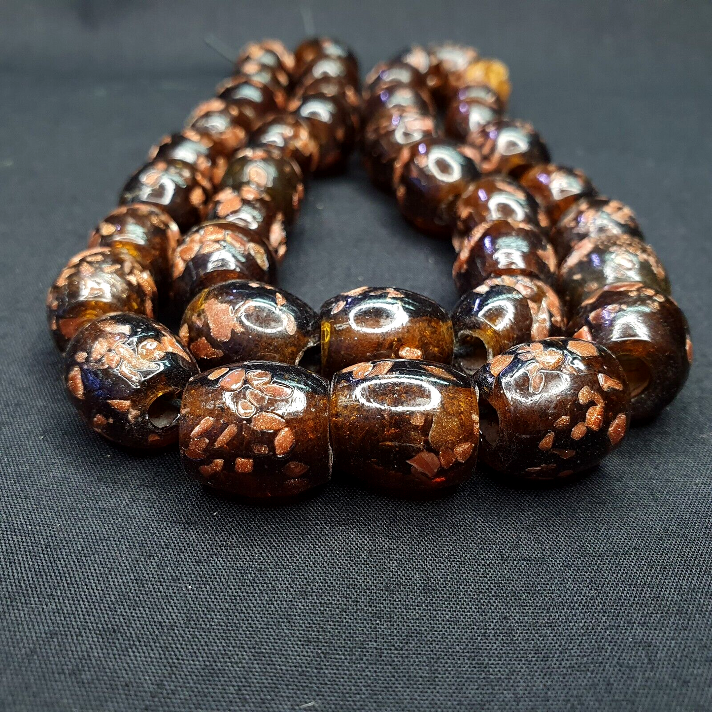 復古玻璃珠東陵棕色花式貿易珠 15x15MM