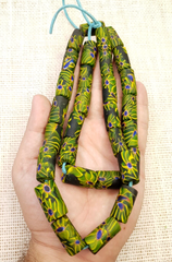 African Trade beads Vintage  old glass black green eye fancy beads