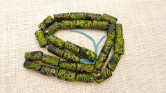 African Trade beads Vintage  old glass black green eye fancy beads