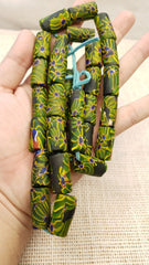 African Trade beads Vintage  old glass black green eye fancy beads