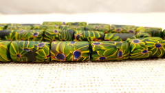 African Trade beads Vintage  old glass black green eye fancy beads