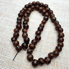 Vintage glass beads aventurine BROWN fancy trade Beads 12MM