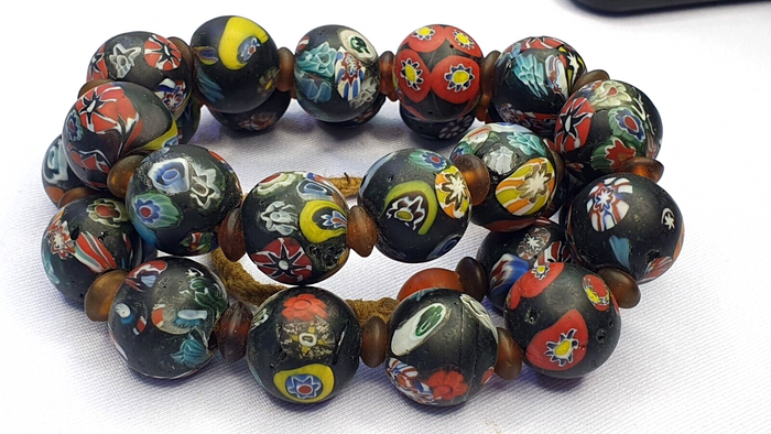 Vintage Antique Multicolor African Trade Art Glass Bead Necklace