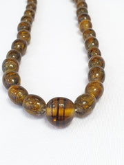 East Oasis Vintage Amber Yellow Fancy Glass Trade Beads, 12x14mm Long Strand