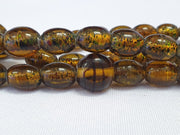 East Oasis Vintage Amber Yellow Fancy Glass Trade Beads, 12x14mm Long Strand