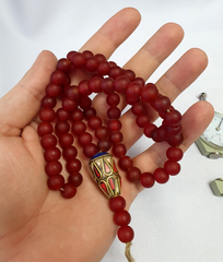 Vintage Venetian glass beads RUBY RED fancy trade Beads 9.5MM Full Strand