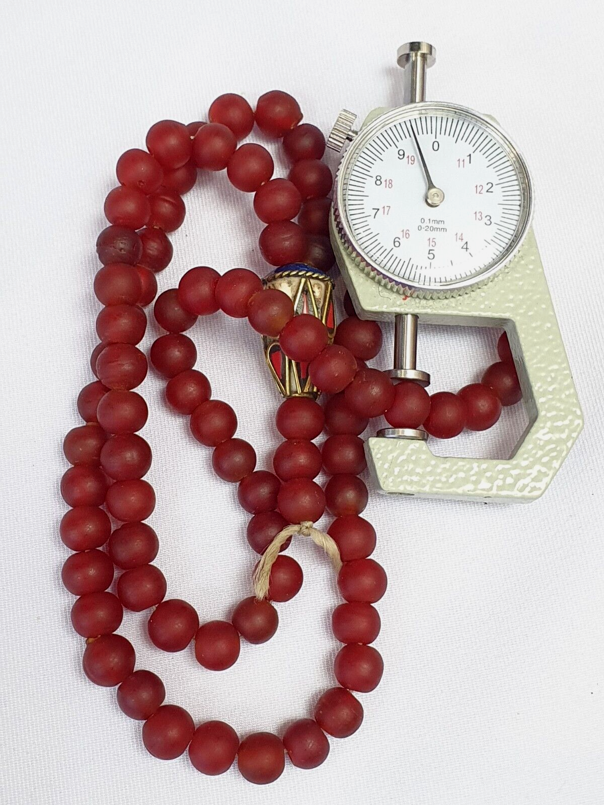 Vintage Venetian glass beads RUBY RED fancy trade Beads 9.5MM Full Strand