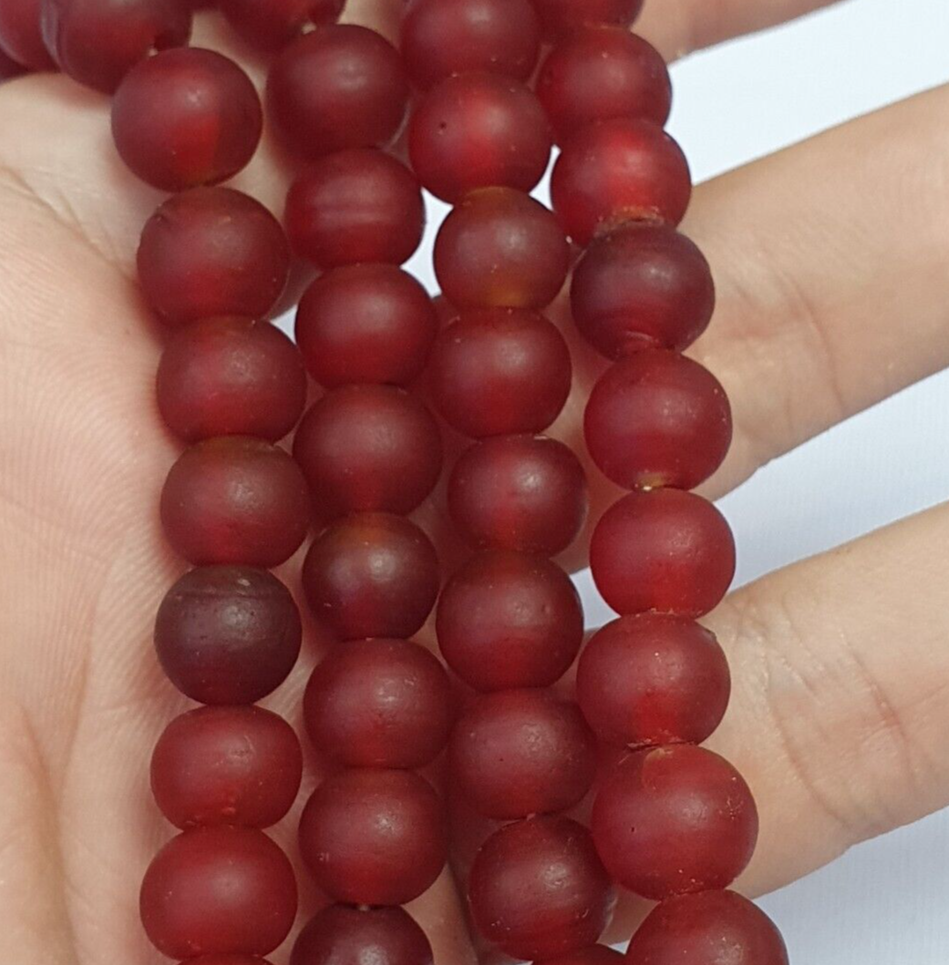 Vintage Venetian glass beads RUBY RED fancy trade Beads 9.5MM Full Strand