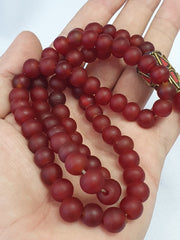 Vintage Venetian glass beads RUBY RED fancy trade Beads 9.5MM Full Strand