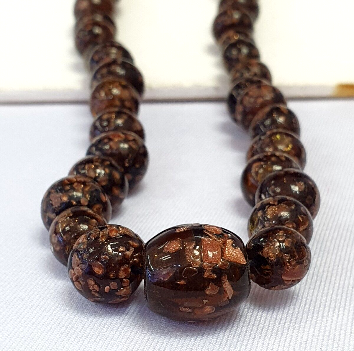 Vintage glass beads aventurine BROWN fancy trade Beads 12MM
