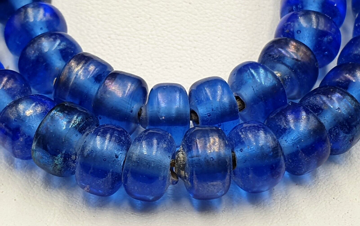Antique Glass Beads Dutch Annular Lamp Work African Trade Cobalt Blue Beads