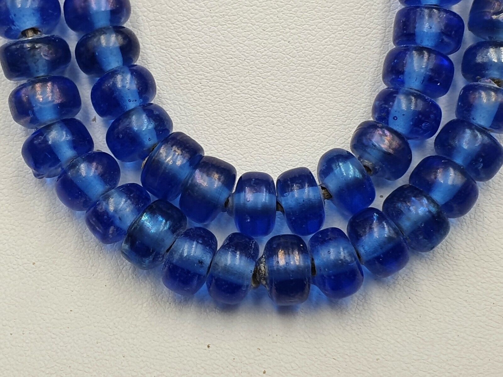 Antique glass beads Dutch Annular lamp work African trade cobalt blue BEADS