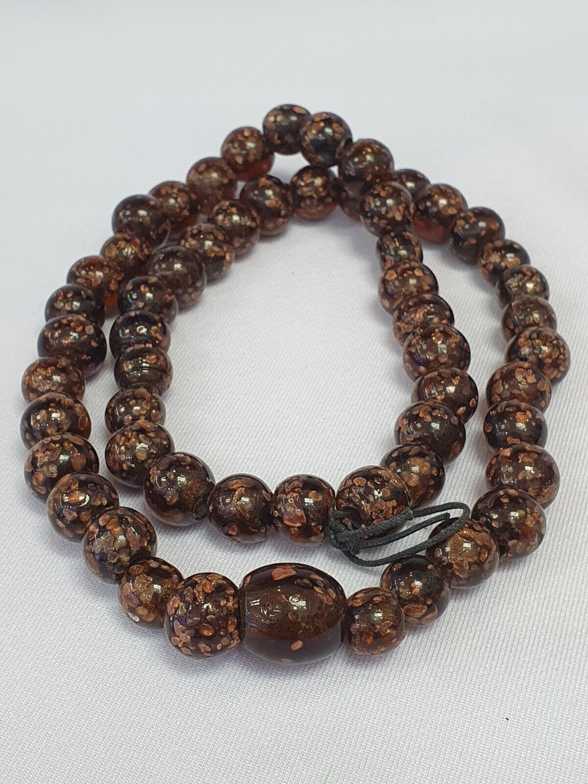 Vintage glass beads aventurine BROWN fancy trade Beads 12MM