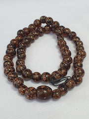 East Oasis Vintage Venetian Aventurine Brown Fancy Trade Beads 12mm Strand