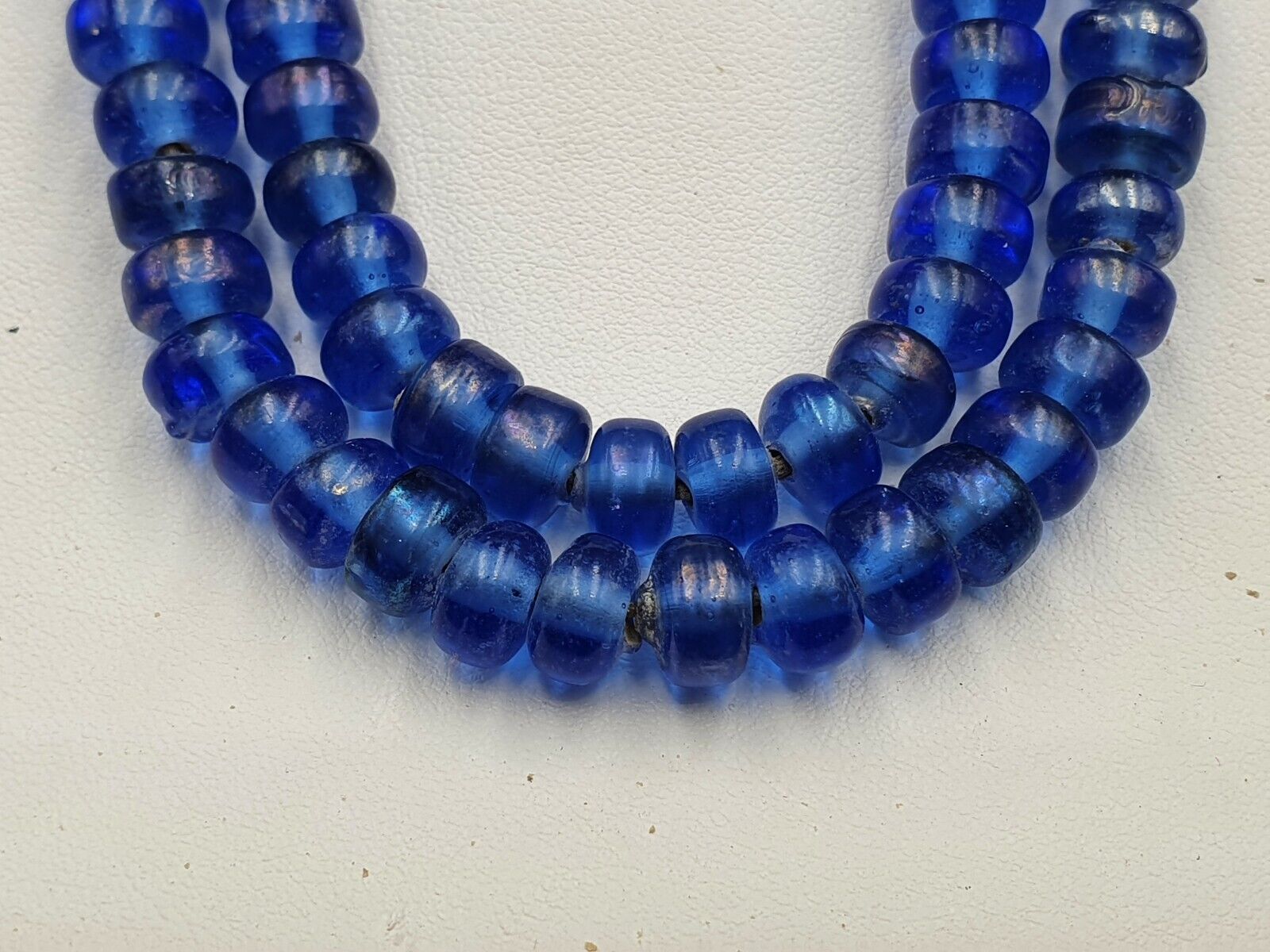 Antique glass beads Dutch Annular lamp work African trade cobalt blue BEADS