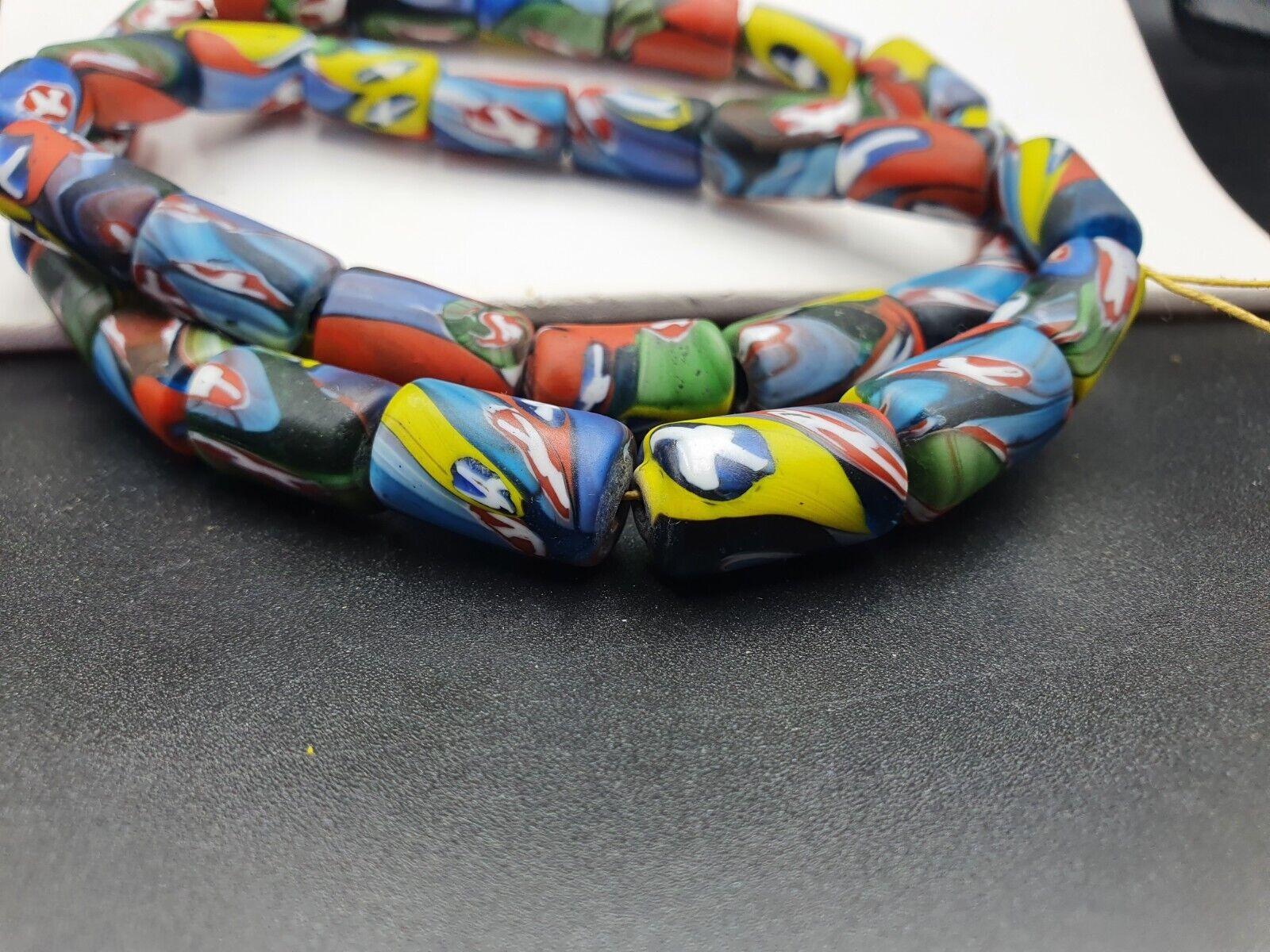 Vintage Vene Trade Beads Beaded Necklace 9x11mm