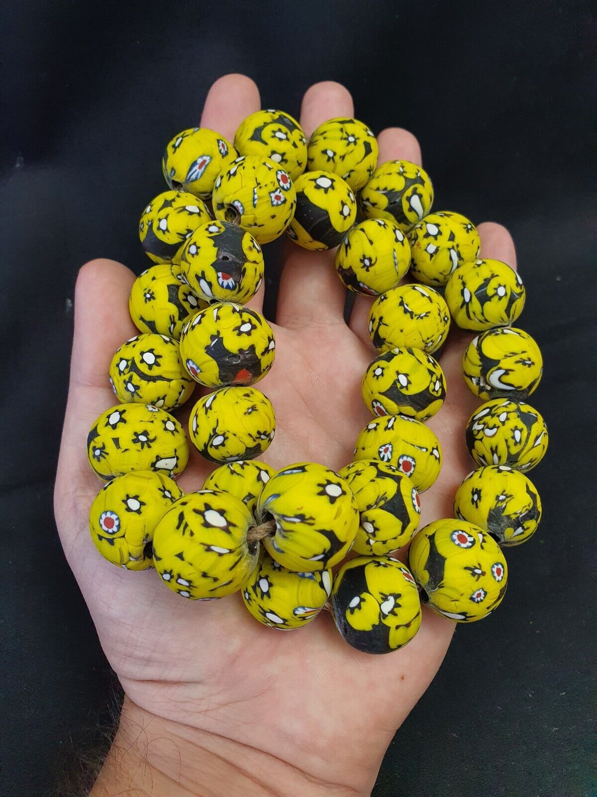 Art Deco Mosaic Glass Beads Strand 22mm