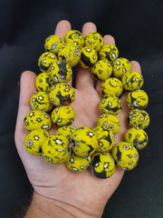 Art Deco Mosaic Glass Beads Strand 22mm