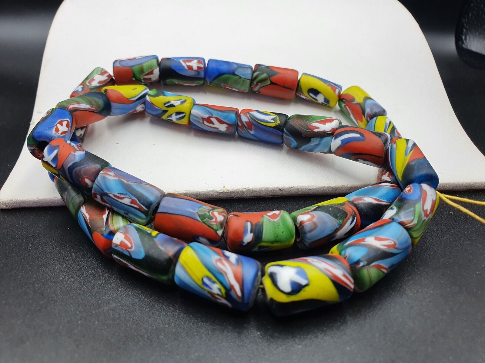 Vintage Vene Trade Beads Beaded Necklace 9x11mm