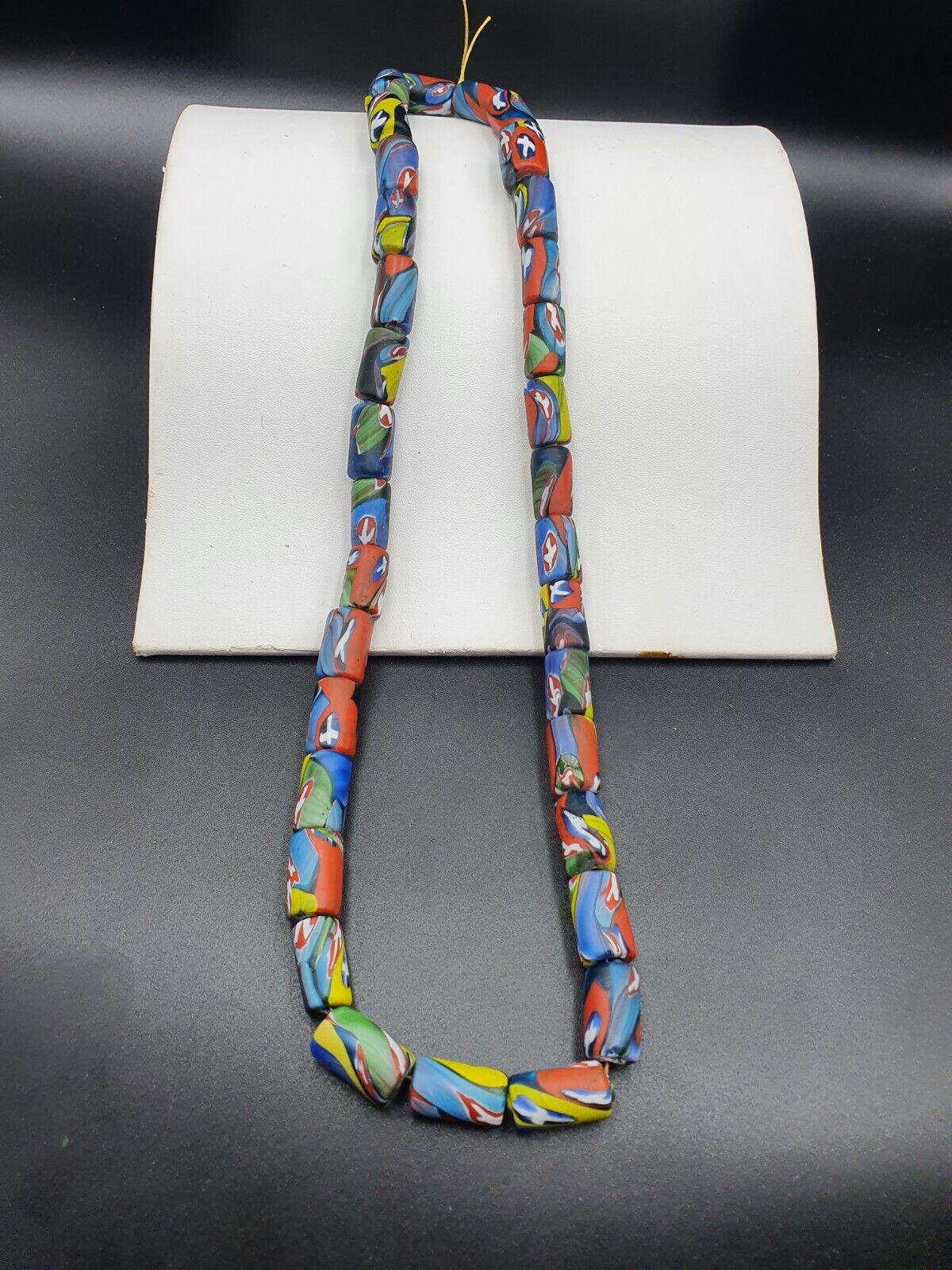 Vintage Vene Trade Beads Beaded Necklace 9x11mm