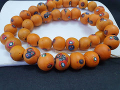 Art Deco Vene urano Millefiori Mosaic Glass Beads Strand