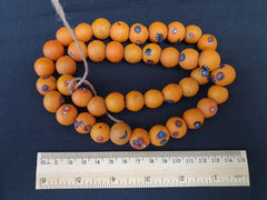 Art Deco Vene urano Millefiori Mosaic Glass Beads Strand