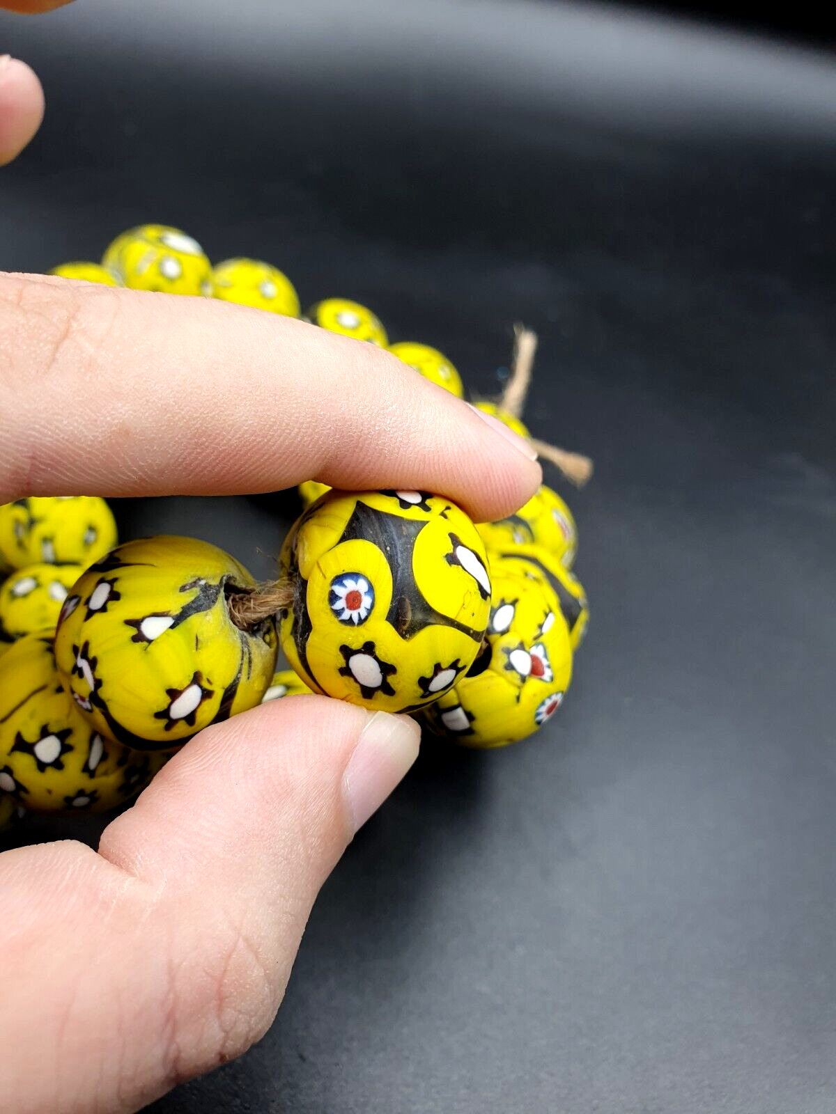 Art Deco Mosaic Glass Beads Strand 22mm