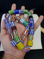 Vintage Venetian Trade beads African Glass Chevron Beads Long Strand 35 BEADS